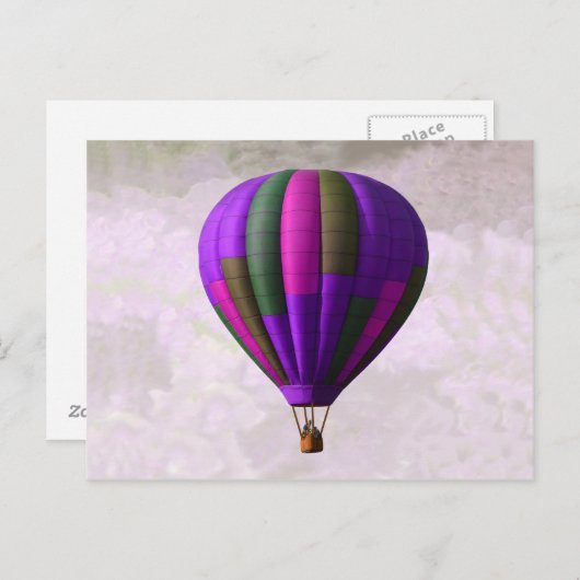 Paarse en roze luchtballon briefkaart (Voorkant / Achterkant)