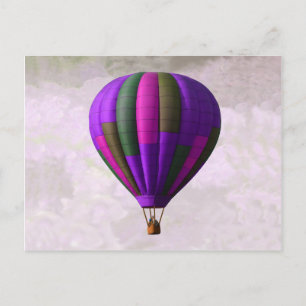Paarse en roze luchtballon briefkaart