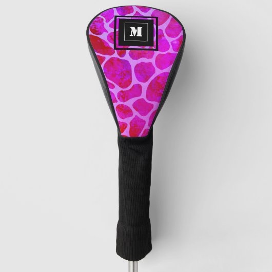 Paarse en Roze Luipaard Print Monogram Golfheadcover (Voorkant)