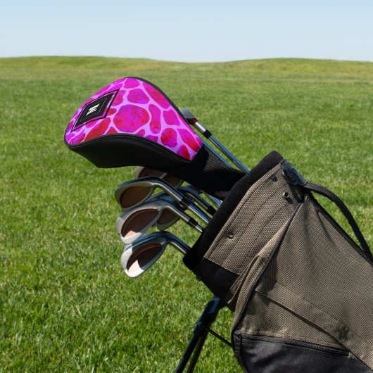 Paarse en Roze Luipaard Print Monogram Golfheadcover (Insitu)