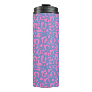 Paarse en roze luipaardprintpatroon in pasteltinte thermosbeker