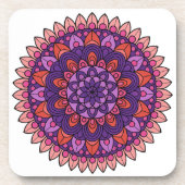 Paarse en roze mandala bier onderzetter (Voorkant)