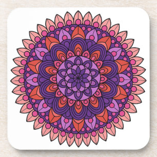 Paarse en roze mandala bier onderzetter