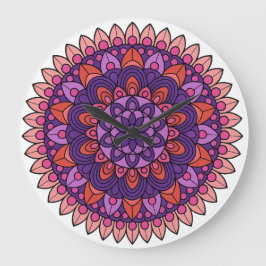 Paarse en roze mandala grote klok