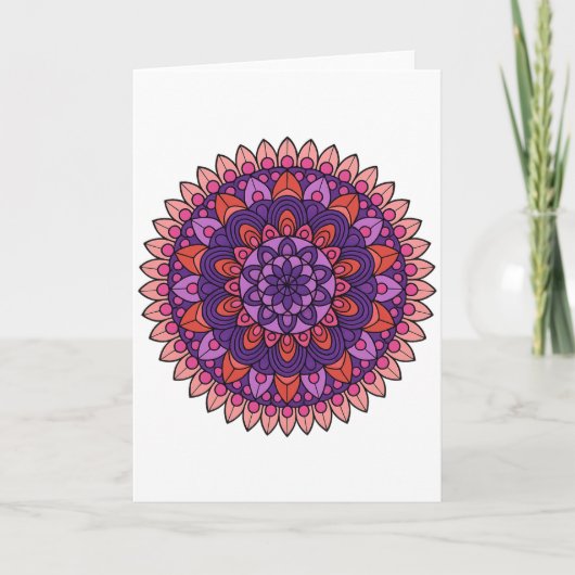 Paarse en roze mandala kaart (Voorkant)
