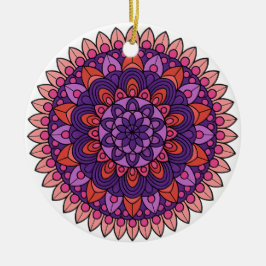 Paarse en roze mandala keramisch ornament