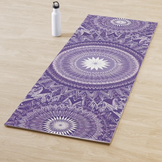 Paarse en Roze Mandala Print Dual-Sided Yoga Mat (In situ)