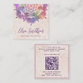 Paarse en roze Mandala Reiki Healing Meditatie Vierkante Visitekaartje (Voorkant / Achterkant)