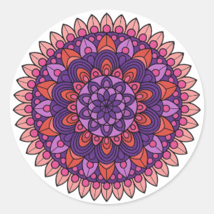 Paarse en roze mandala ronde sticker