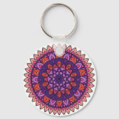 Paarse en roze mandala sleutelhanger (Voorkant)