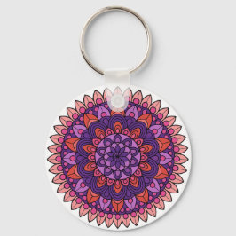 Paarse en roze mandala sleutelhanger