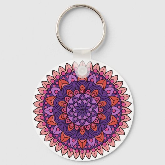 Paarse en roze mandala sleutelhanger (Voorkant)