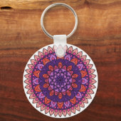 Paarse en roze mandala sleutelhanger (Voorkant)