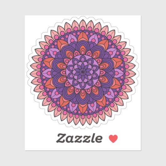 Paarse en roze mandala sticker (Vel)
