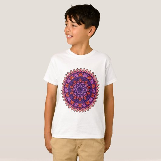 Paarse en roze mandala t-shirt (Voorkant volledig)