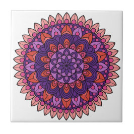 Paarse en roze mandala tegeltje