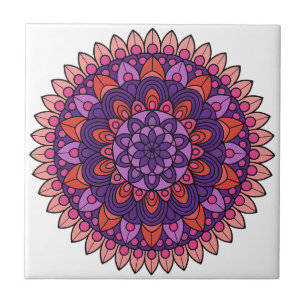 Paarse en roze mandala tegeltje