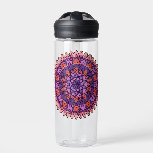 Paarse en roze mandala waterfles (Voorkant)