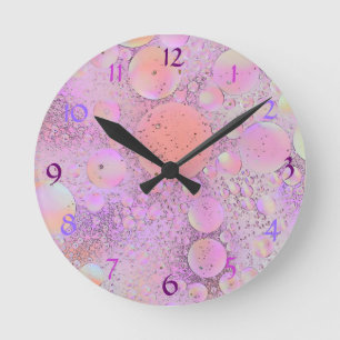 Paarse en roze moderne blaaswandklok ronde klok