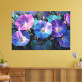 Paarse en Roze Morning Glory Schildering Abstract Canvas Afdruk (Insitu (Woonkamer))