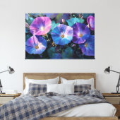 Paarse en Roze Morning Glory Schildering Abstract Canvas Afdruk (Insitu (Slaapkamer))
