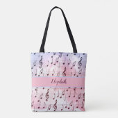 Paarse en roze muzieknoot tote bag (Achterkant)