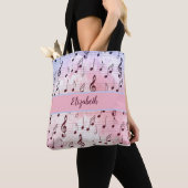 Paarse en roze muzieknoot tote bag (Dichtbij)