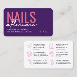 Paarse en roze nagels Nazorg Kaart Visitekaartje