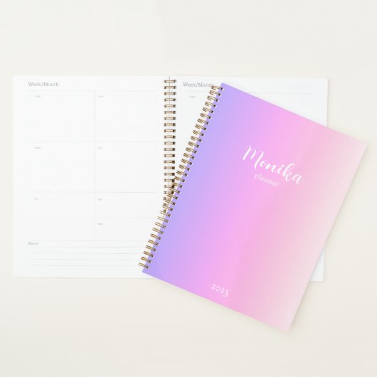 Paarse en roze ombre-ontwerp planner (Display)