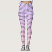Paarse en roze ombre zilverstrepen strepen leggings (Voorkant)