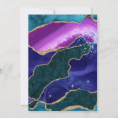 Paarse en roze pacock Agate & goudglitter Weddensc Kaart (Achterkant)