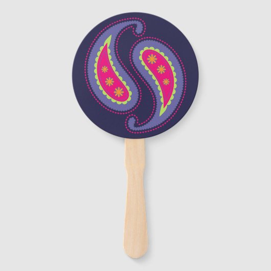 Paarse en Roze Paisley Handwaaier (Voorkant)
