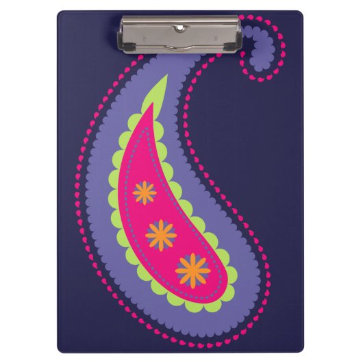 Paarse en Roze Paisley Klembord (Voorkant)