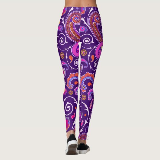 Paarse en Roze Paisley Leggings (Achterkant)