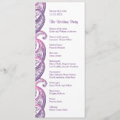 Paarse en roze paisley traditionele Indiase bruilo Programmakaart (Voorkant)