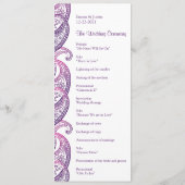 Paarse en roze paisley traditionele Indiase bruilo Programmakaart (Achterkant)