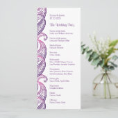 Paarse en roze paisley traditionele Indiase bruilo Programmakaart (Staand voorkant)