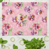 Paarse en roze pansies theedoek (Gevouwen)