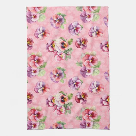 Paarse en roze pansies theedoek (Verticaal)