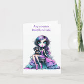 Paarse en Roze Pastel Dachshund Kaart (Voorkant)