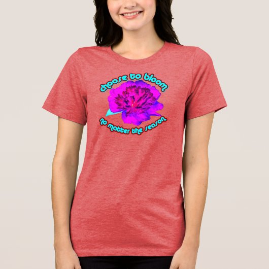paarse en roze pioen Tri-Blend shirt (Voorkant)