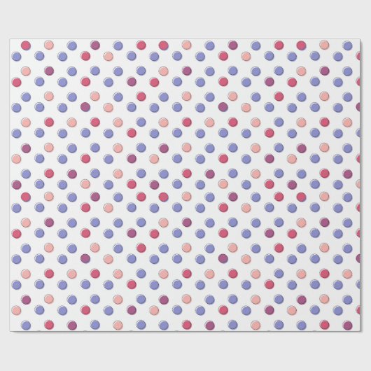 Paarse en roze pokadots cadeaupapier (Vlak)