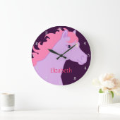 Paarse en roze Pony - Aangepaste wandklok (Huis)