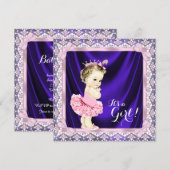 Paarse en roze Princess Tutu Ballerina Douche Kaart (Voorkant / Achterkant)
