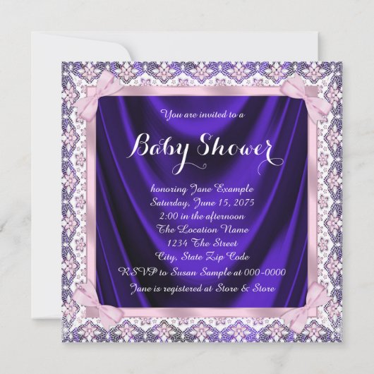 Paarse en roze Princess Tutu Ballerina Douche Kaart (Achterkant)