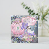 Paarse en roze prinses Baby shower Kaart (Staand voorkant)