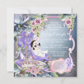 Paarse en roze prinses Baby shower Kaart (Achterkant)