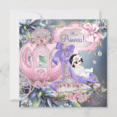 Paarse en roze prinses Baby shower Kaart (Voorkant)