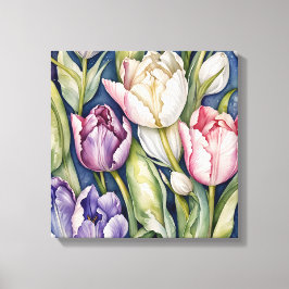 Paarse en roze reuzentulp canvas afdruk