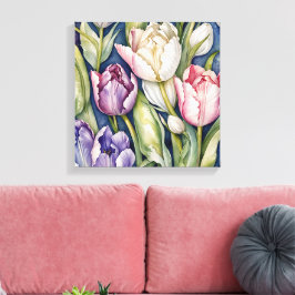 Paarse en roze reuzentulp canvas afdruk